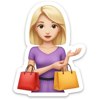 Blonde woman with bags in her hands sticker
