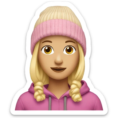 Blonde girl in beanie hat sticker