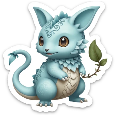 White soft natural realistic romantic vintage antique divine beautiful elegant pretty precious cute young youthful  Fakémon-Pokémon-hybrid-creature sticker