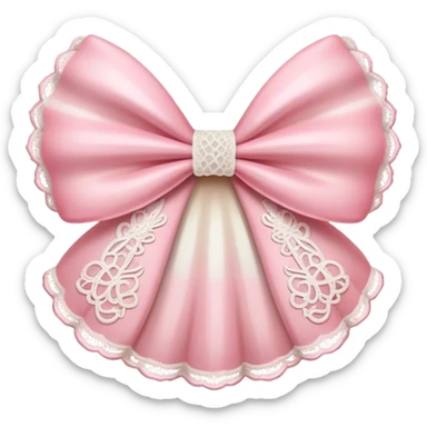 a seashells pink bow with a white coquette lace sticker