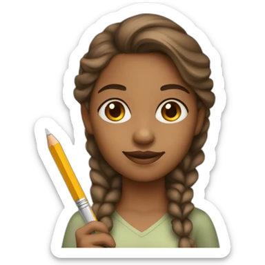 Light brown skin girl with pencil sticker