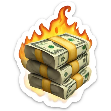 cash on fire sticker