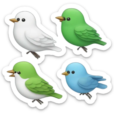 4 Little bird who’s flying two Blue one White and one Green  sticker