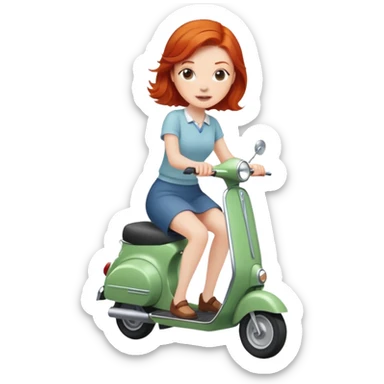 Redhead riding scooter sticker