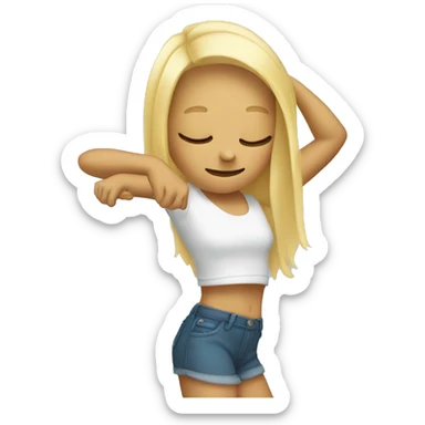 blond girl dabbing sticker