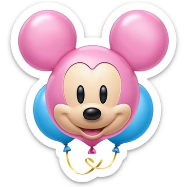 Pink blue and yellow Mickey balloons sticker