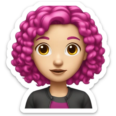 White girl with a magenta hair sticker