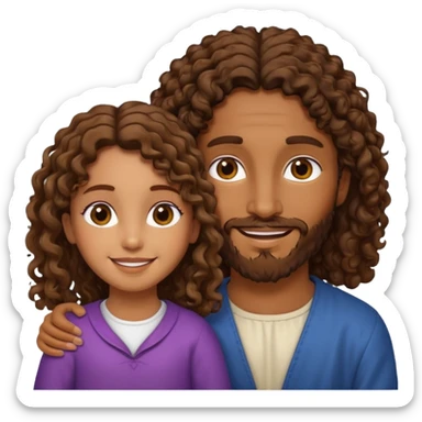 Jesus y una niña morena y crespa  sticker