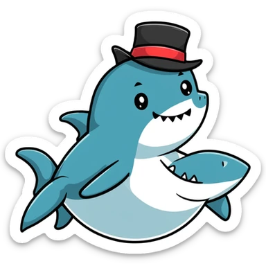 shark wearing a top hat sticker