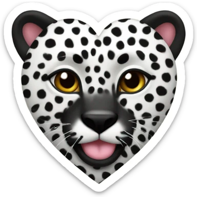 Black Cheetah print heart  sticker