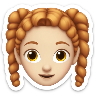 Red-haired girl in two ponytails with pale skin white sweater sticker