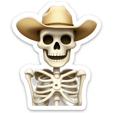 Full body skeleton with a cowboy hat sticker