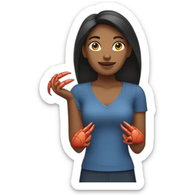 woman with crab hands sticker