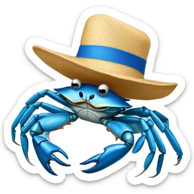 blue crab with a hat sticker