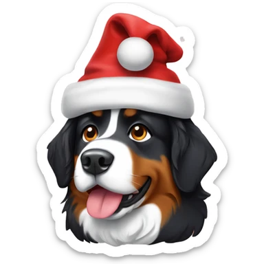 Bernese montain dog with Christmas hat  sticker