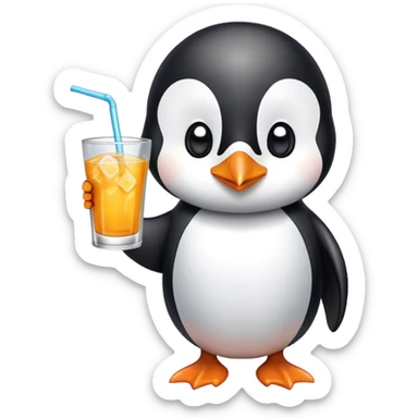Penguin with drink sticker