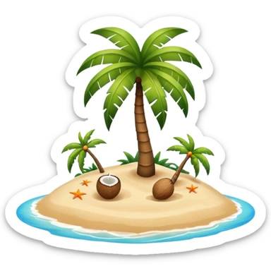 island with a coconut tree and beach sticker