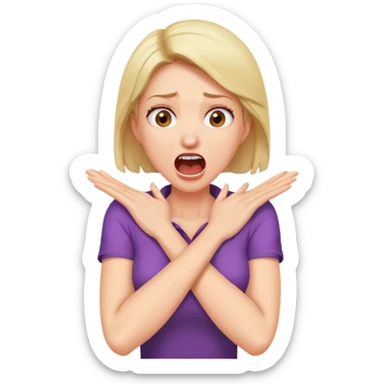 arms crossed hands on neck screaming woman  sticker