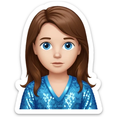 Benson Boone (b.2002), Pop Singer with blue eyes, long brown hair, baby blue sequin outfit sticker