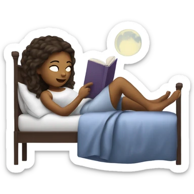 Girl reading in bed sticker