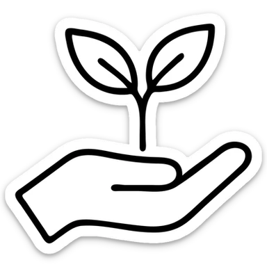 Hand holding a sprout, symbolizing nurturing the environment and sustainable development sticker