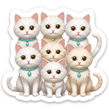 White cute cats with accessories sticker