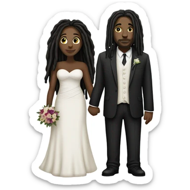 full body Plus size couple with dreads wedding pale sticker