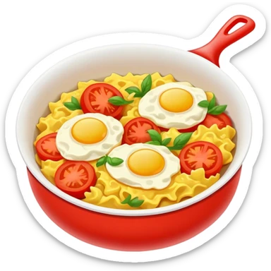 Stir Fried Tomato and Scrambled Eggs homestyle dish, simplified emoji style with bold outlines and bright colors, cartoon style Xi Hong Shi Chao Ji Dan sticker