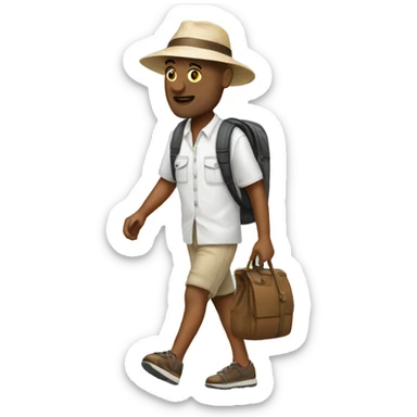 white tourist taking a walk sticker