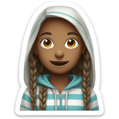 Smiling girl with striped hoodie sticker