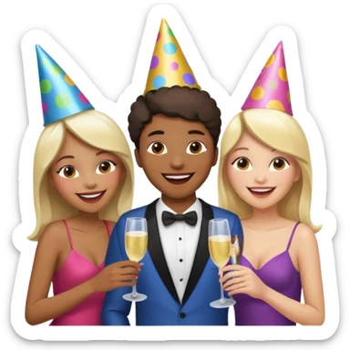 4 inclusive friends (3 girls and 1 man) laughing sticker