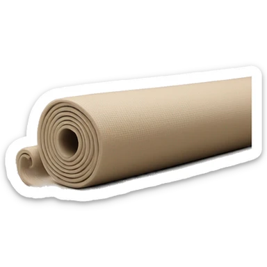 Realistic beige half rolled out yoga mat sticker