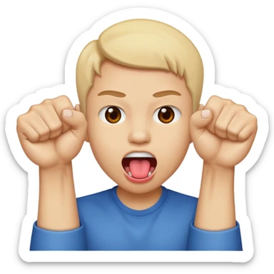 Tongue out face with two fists on top of eachother below the face sticker