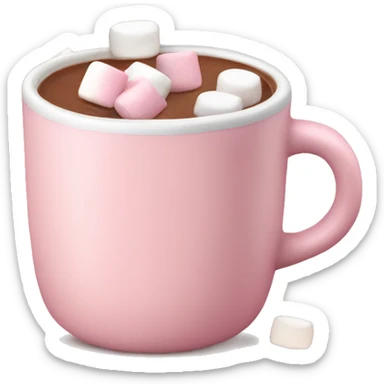 Light Pink mug of hot chocolate with marshmallows  sticker