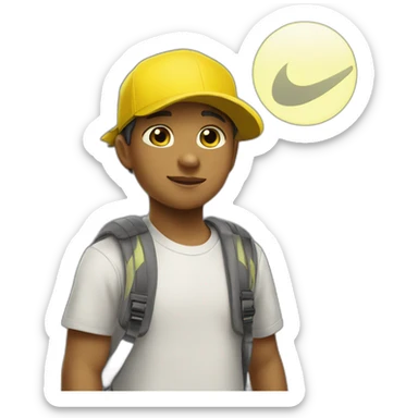 Morocho boy in yellow attire with a yellow Nike cap 🌟. sticker