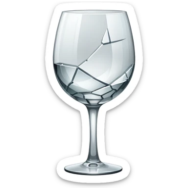wine glass with a large crack sticker