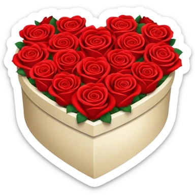 Heart-shaped box of red roses sticker