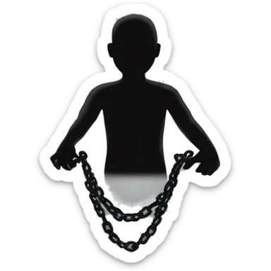 silhouetted humanoid with chain around its neck sticker
