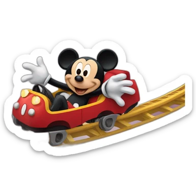 Mickey mouse rides the rollercoaster sticker