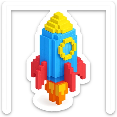 voxel style rocket ship sticker