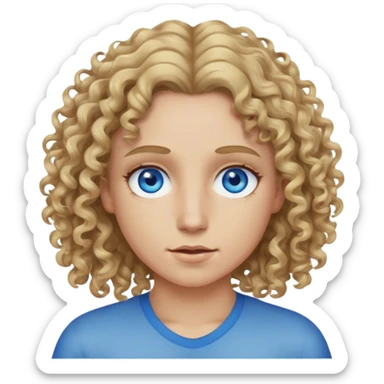 dirty blonde blue eyes curly hair middle part sticker