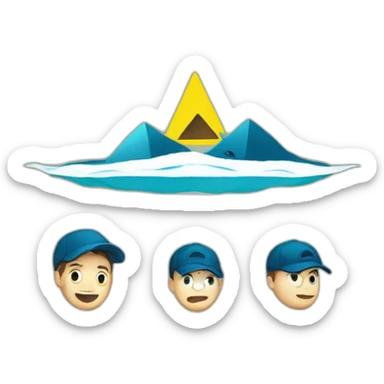 bermuda triangle and 3 mens inside sticker