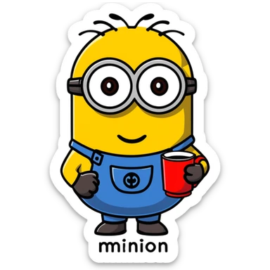 minion holding a red cup in its right hand sticker