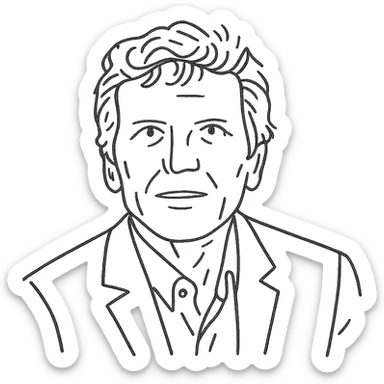 a black outline portrait based on this image of Hartmut Rosa sticker