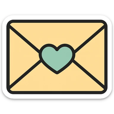 a letter sealed with a pastel green heart, soft and cute sticker