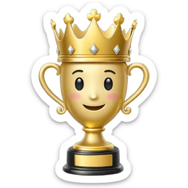 Win Emoji

Glossy 3D emoji showing a gold trophy with a small crown, glowing effect, black and gold theme. sticker
