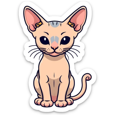hairless sphynx cat full body pose sticker