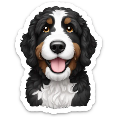 black and white bernedoodle sticker