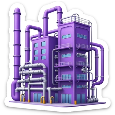 hi tech factory building with pipes in violet tones sticker