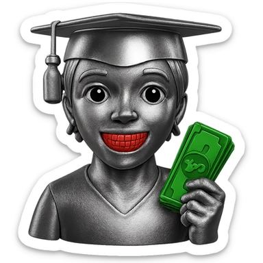 Edit the image to make the grills red and shiny, the money green and shiny, while keeping everything else metallic and shiny. Remove the background completely. sticker